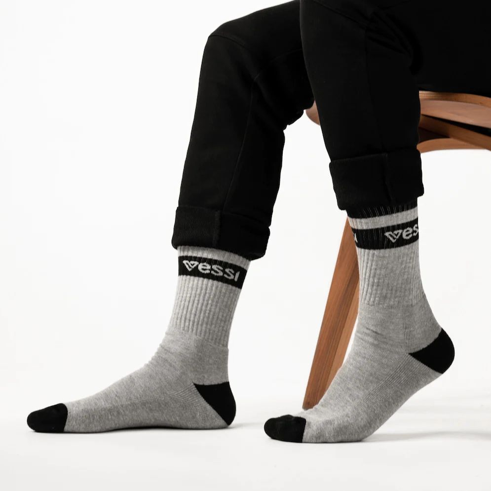 Chaussettes Vessi Crew Grise Femme|CONM-06042896